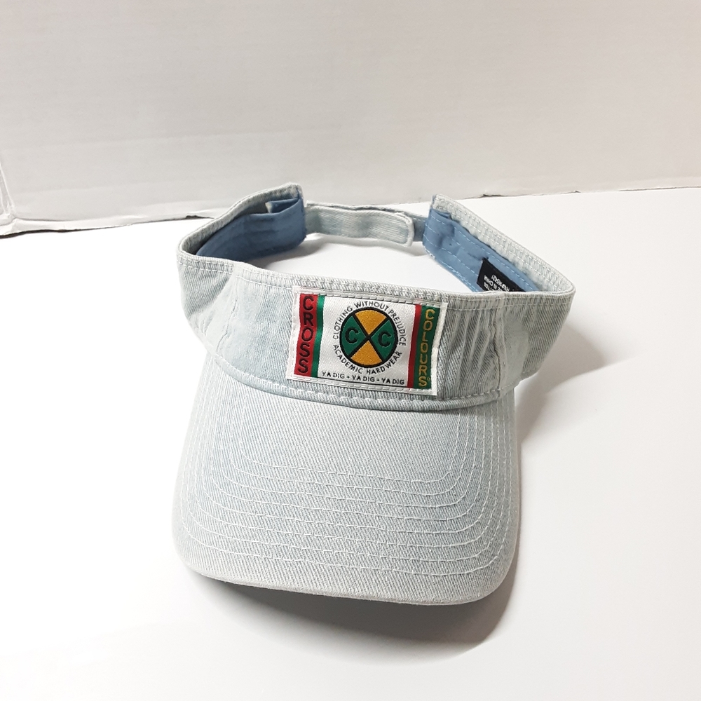 CROSS COLOURS CXC LABEL LOGO VISOR HAT DENIM NEW